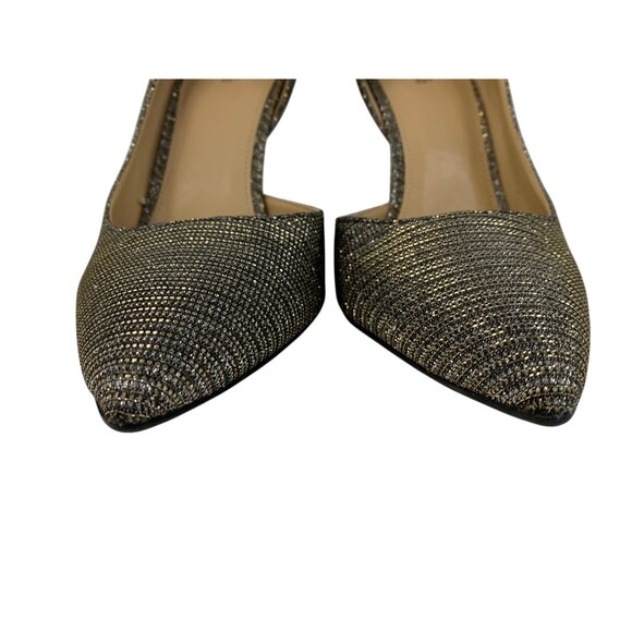 Michael Kors Metallic D'Orsay Heels Size 10M Knit Textile Sparkle 8762 Shoes - Picture 10 of 11